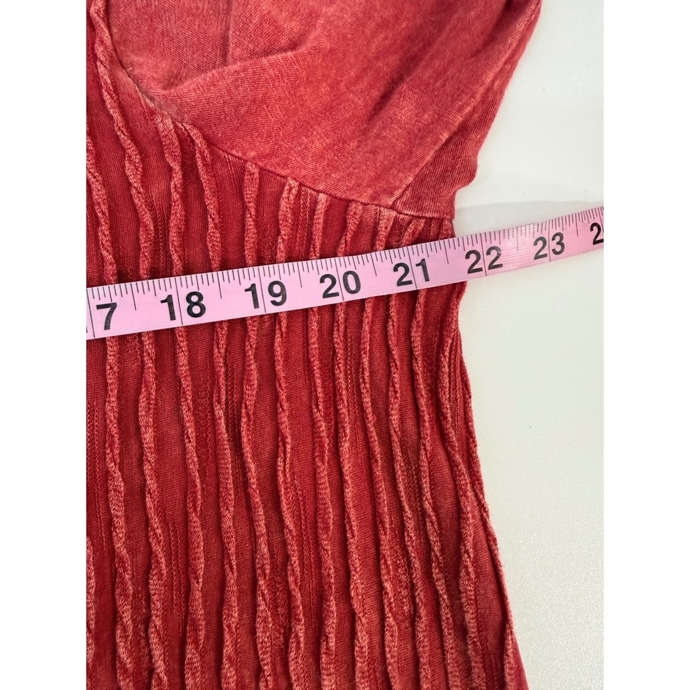 Jess & Jane Open Front Cardigan Washed L Red Pleated Textured USA Bohemian - Picture 5 of 8